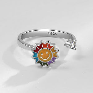 Regenbogen-Sonnenblumen-Smiley-Fidget-Spinner-Ring