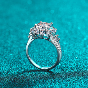 Round Moissanite Halo Pave Engagement Ring