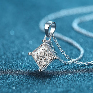 Princess Cut Moissanite Pendant Necklace