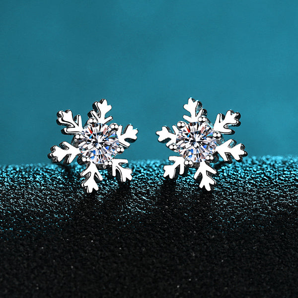 Six-Prong Moissanite Snowflake Stud Earrings
