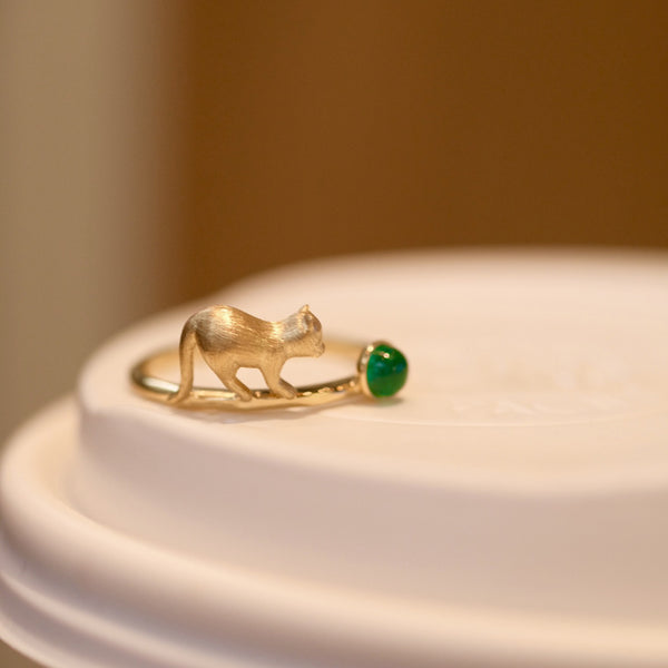 Gold Tiny Cat Stackable Ring