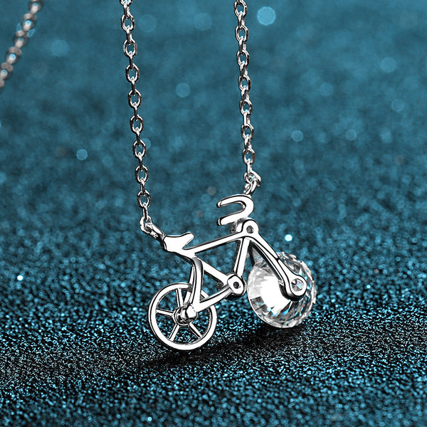 Moissanite Bicycle Pendant Necklace