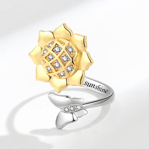 Sunflower Butterfly Fidget Spinner Bypass Ring