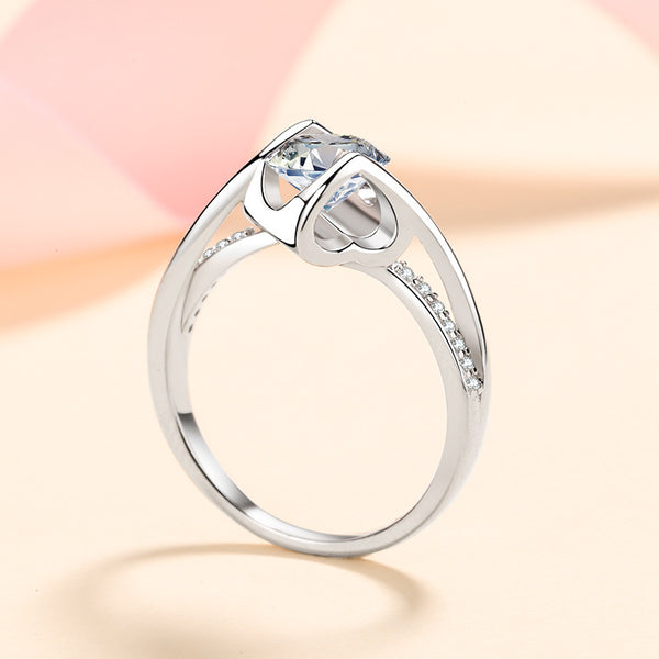 Moissanite Pave Engagement Ring