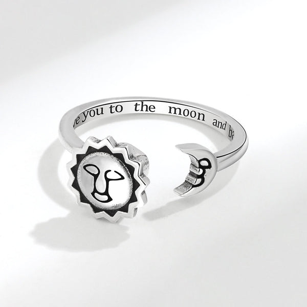 Sun Moon Face Fidget Spinner Ring