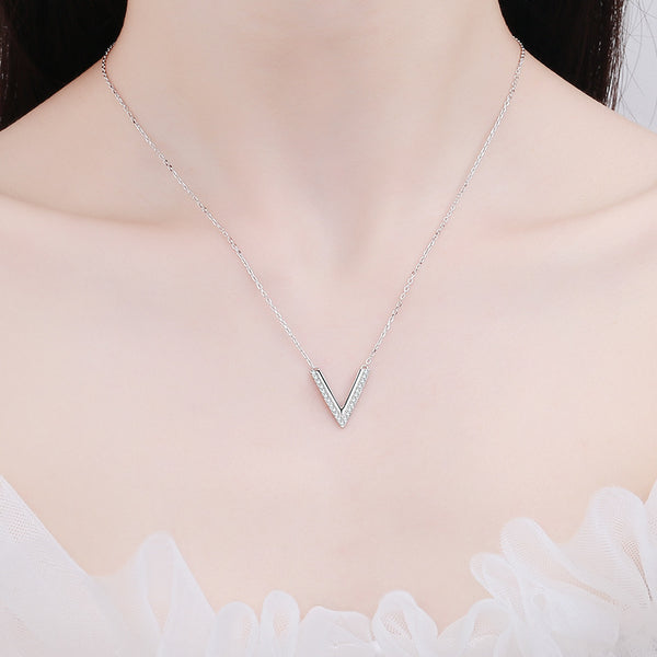 Moissanite V-Shape Wedding Necklace