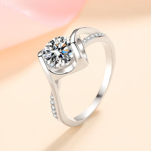 Moissanite Pave Bypass Engagement Ring