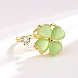 Green Four Leaf Clover Fidget Spinner Ring