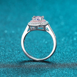 Moissanite Double Halo Pave Engagement Ring