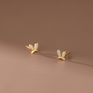 Tiny Small Bunny Rabbit Ear Stud Earrings