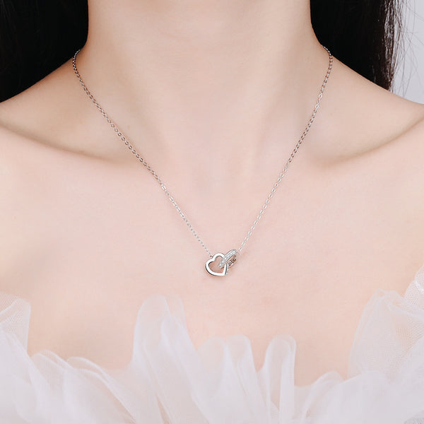 Interlocking Heart Moissanite Necklace