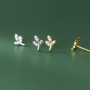 Tiny Small Olive Leaf Cartilage Stud Earrings