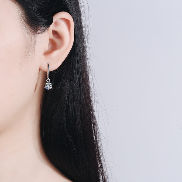 Six-Prong Moissanite Hook Earrings