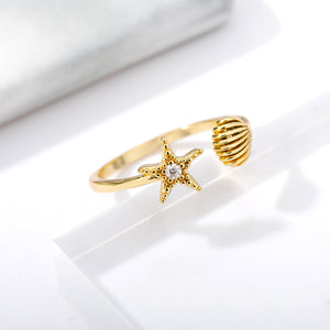 Starfish Seashell Ocean Inspire Beach Ring