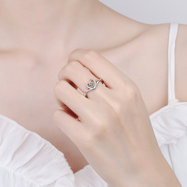 Moissanite Heart Engagement Ring