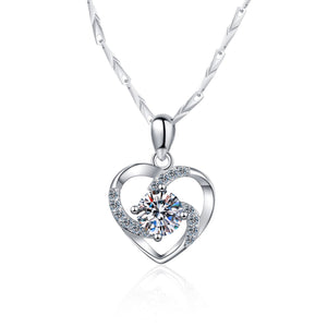 Moissanite Heart Charm Pendant Necklace
