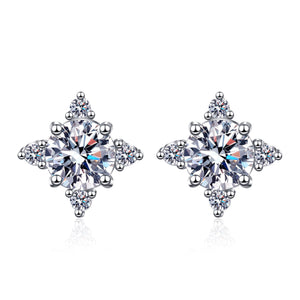 Moissanit-Ohrstecker mit vierblättrigem Kleeblatt