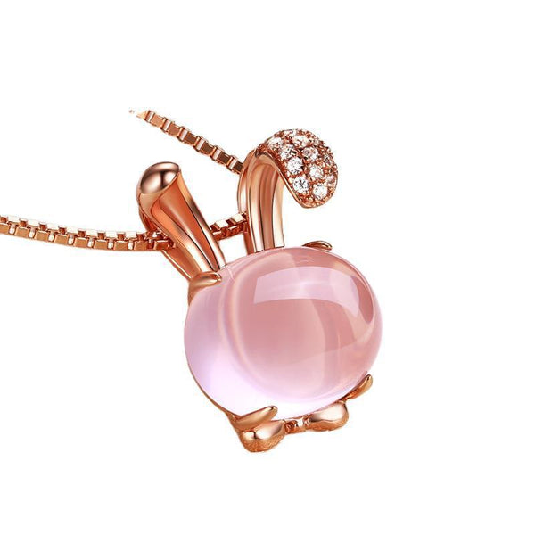 Pink Bunny Pendant Necklace