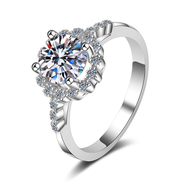 Four-Prong Moissanite Halo Engagement Ring