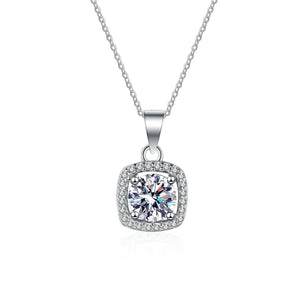 Halo Moissanite Wedding Charm Necklace