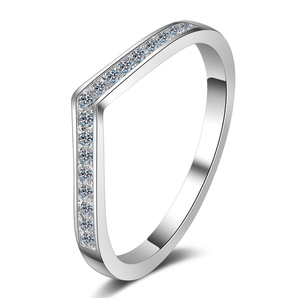 Moissanite V-Shape Wedding Band Ring