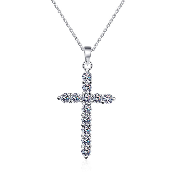 Moissanite Cross Pendant Necklace