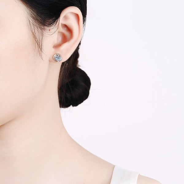 Moissanite Rose Flower Stud Earrings