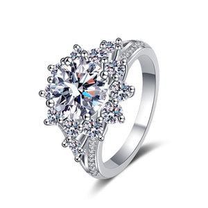 Round Moissanite Halo Pave Engagement Ring