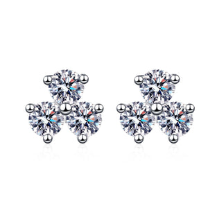 Moissanite Clover Wedding Stud Earrings