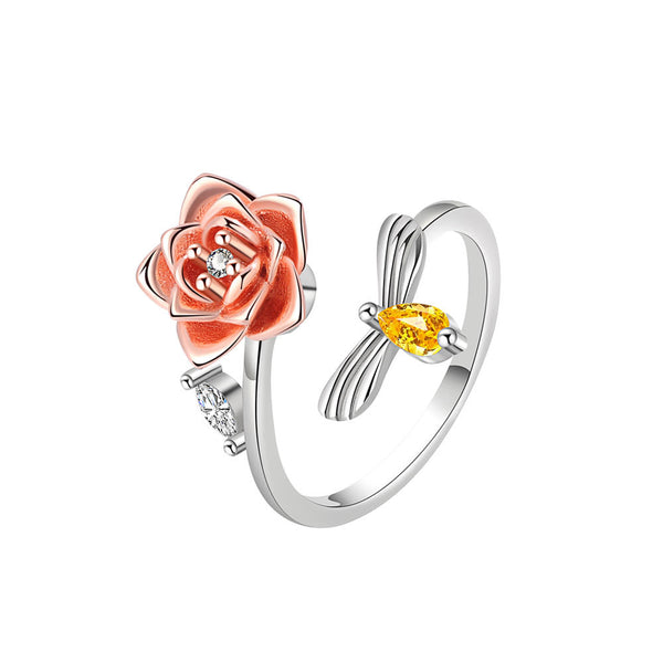 Rose Flower Anxiety Fidget Spinner Ring