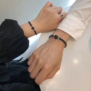 Obsidian Bead Matching Couple Rope Bracelet