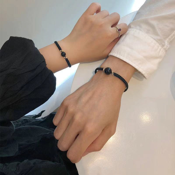 Obsidian Braided Couple Bracelet