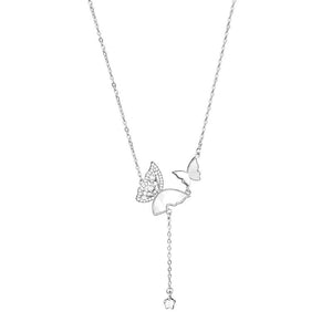 Mother Of Pearl Butterfly Pendant Necklace