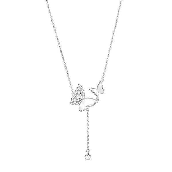 Mother Of Pearl Butterfly Tassel Necklace