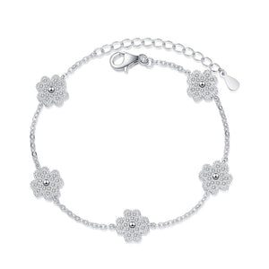 Moissanite Four Leaf Clover Charm Bracelet