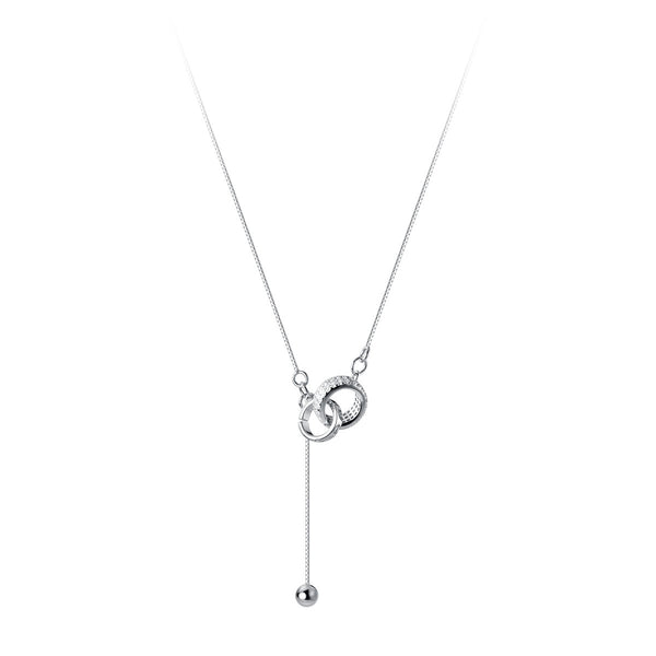 Interlocking Ring Couple Tassel Necklace