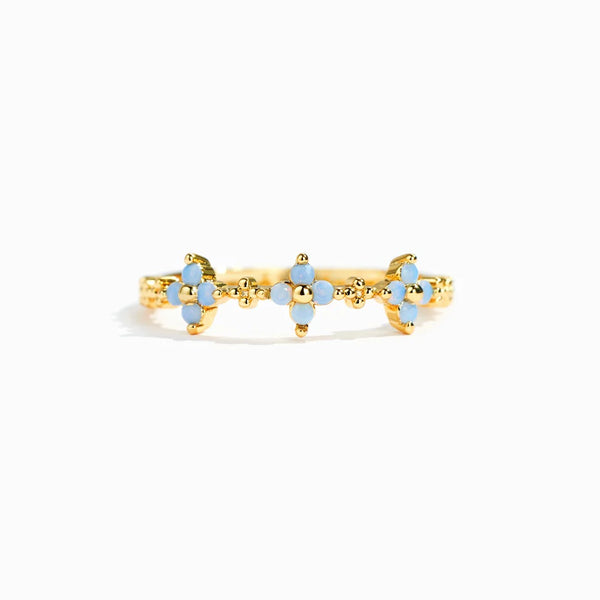Gold Blue Flower Ring