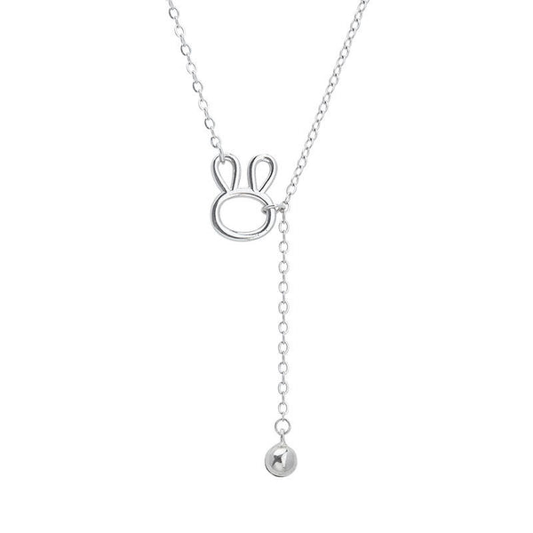 Silver Bunny Rabbit Tassel Necklace