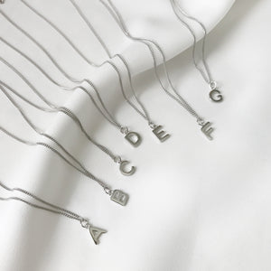 Tiny Small Initial Letter Pendant Necklace