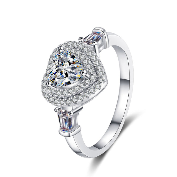 Moissanite Heart Halo Engagement Ring