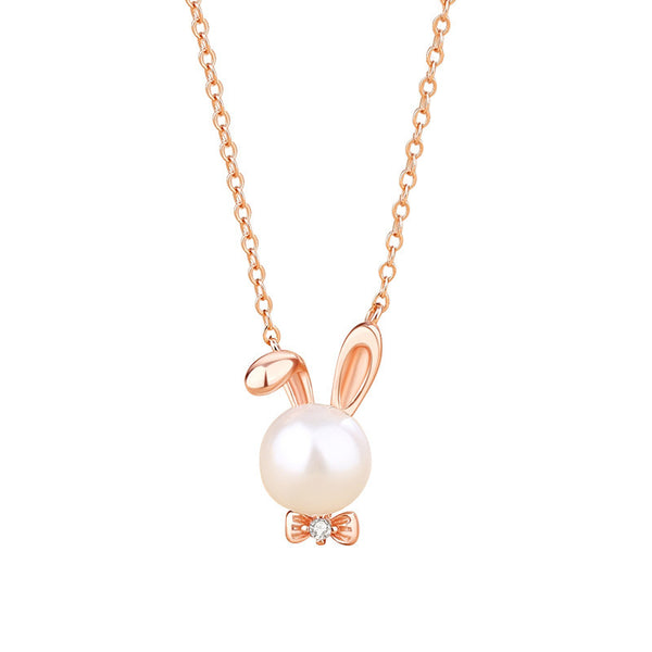 Cute Pearl Bunny Rabbit Necklace