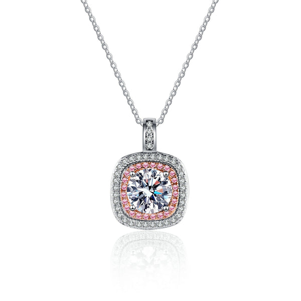 Four-Prong Moissanite Halo Necklace