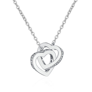 Moissanite Interlocking Heart Charm Necklace