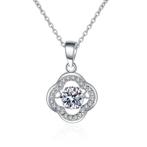 Dancing Moissanite Four Leaf Clover Necklace