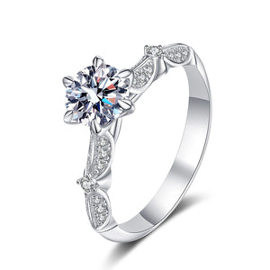 Six-Prong Moissanite Pave Engagement Ring