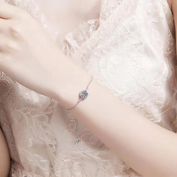 Moissanite Halo Charm Wedding Bracelet