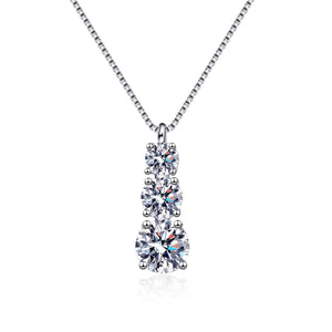 Three Stone Moissanite Pendant Necklace