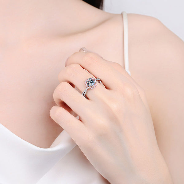 Moissanite Cherry Blossom Engagement Ring