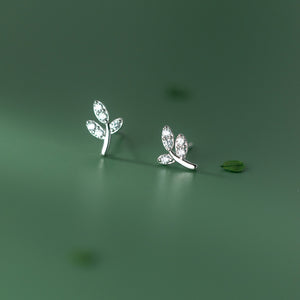 Tiny Small Olive Leaf Cartilage Stud Earrings