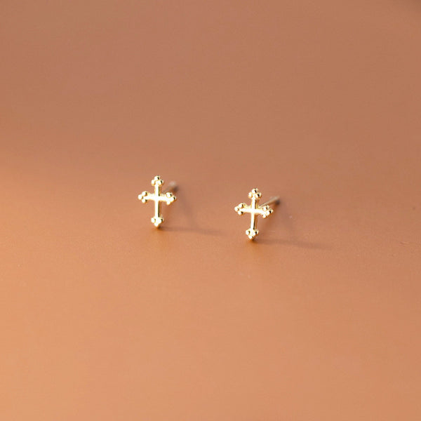 Simple Dainty Cross Stud Earrings